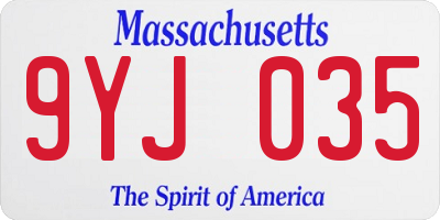 MA license plate 9YJ035