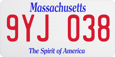 MA license plate 9YJ038