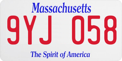 MA license plate 9YJ058