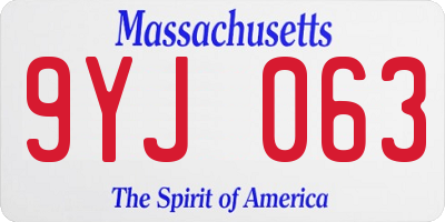 MA license plate 9YJ063