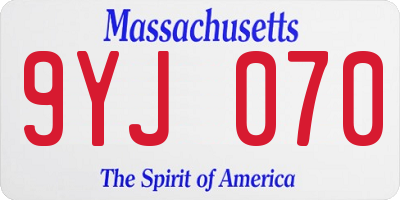 MA license plate 9YJ070