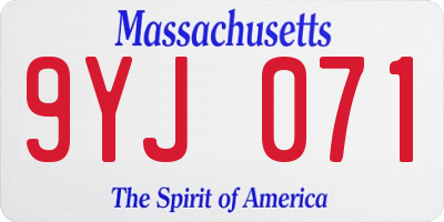 MA license plate 9YJ071