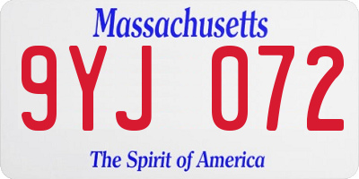 MA license plate 9YJ072