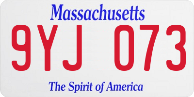 MA license plate 9YJ073