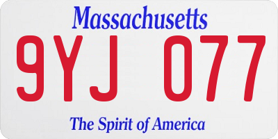 MA license plate 9YJ077
