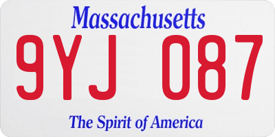 MA license plate 9YJ087