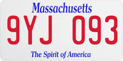 MA license plate 9YJ093