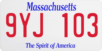MA license plate 9YJ103