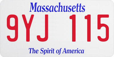 MA license plate 9YJ115