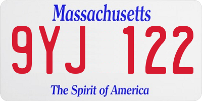 MA license plate 9YJ122