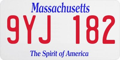 MA license plate 9YJ182