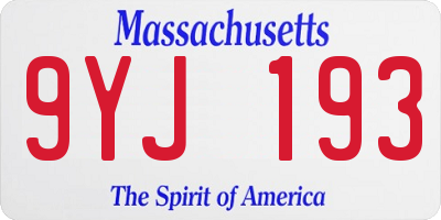 MA license plate 9YJ193