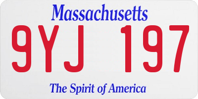 MA license plate 9YJ197