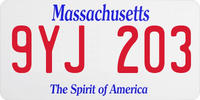 MA license plate 9YJ203