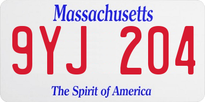 MA license plate 9YJ204