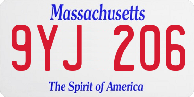 MA license plate 9YJ206