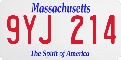 MA license plate 9YJ214