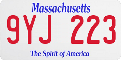 MA license plate 9YJ223