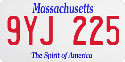MA license plate 9YJ225