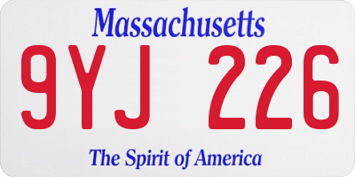 MA license plate 9YJ226