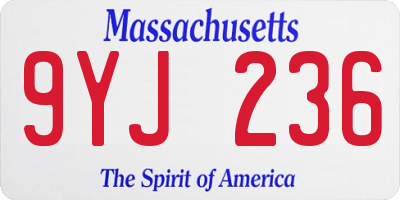MA license plate 9YJ236