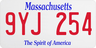 MA license plate 9YJ254