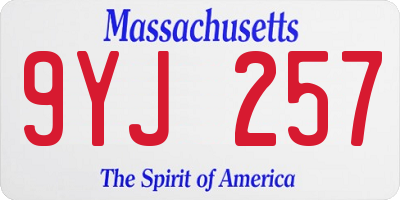 MA license plate 9YJ257