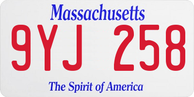 MA license plate 9YJ258