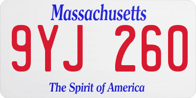 MA license plate 9YJ260