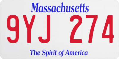 MA license plate 9YJ274
