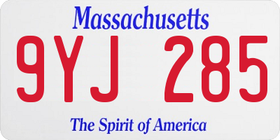 MA license plate 9YJ285