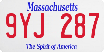 MA license plate 9YJ287