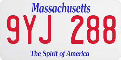 MA license plate 9YJ288