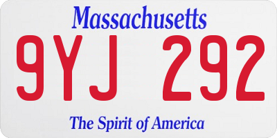 MA license plate 9YJ292