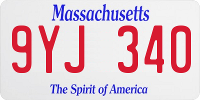 MA license plate 9YJ340