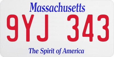 MA license plate 9YJ343