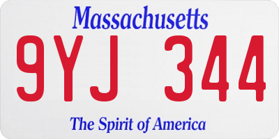 MA license plate 9YJ344