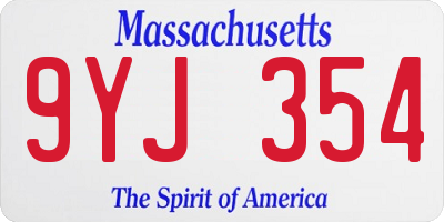 MA license plate 9YJ354
