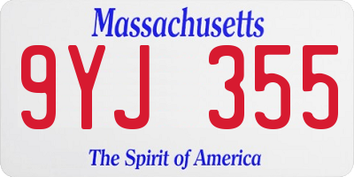 MA license plate 9YJ355
