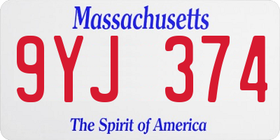 MA license plate 9YJ374