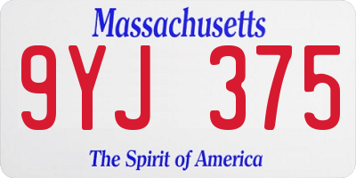 MA license plate 9YJ375