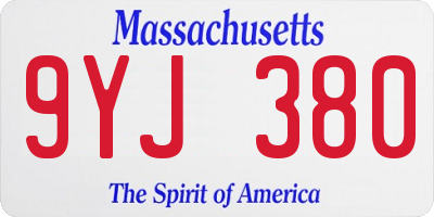 MA license plate 9YJ380