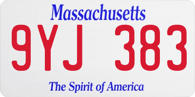 MA license plate 9YJ383