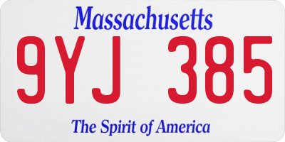 MA license plate 9YJ385