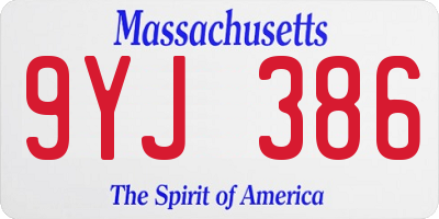 MA license plate 9YJ386
