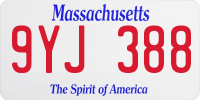 MA license plate 9YJ388