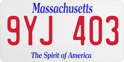 MA license plate 9YJ403