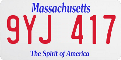 MA license plate 9YJ417