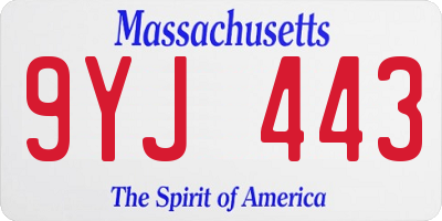 MA license plate 9YJ443