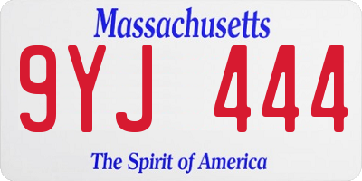 MA license plate 9YJ444